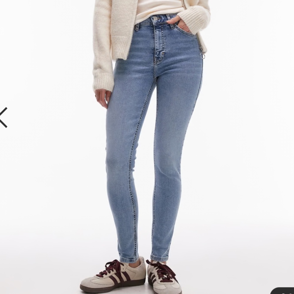 Topshop Jamie High Rise Skinny Jeans – Bleach Wash – Size W28L32